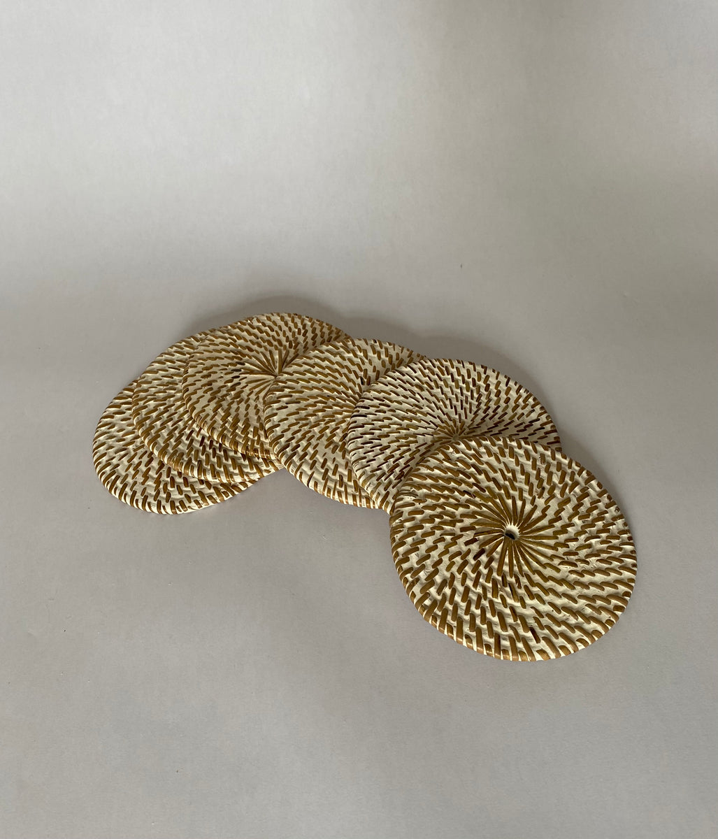 White wash rattan coasters – Bella Interiors