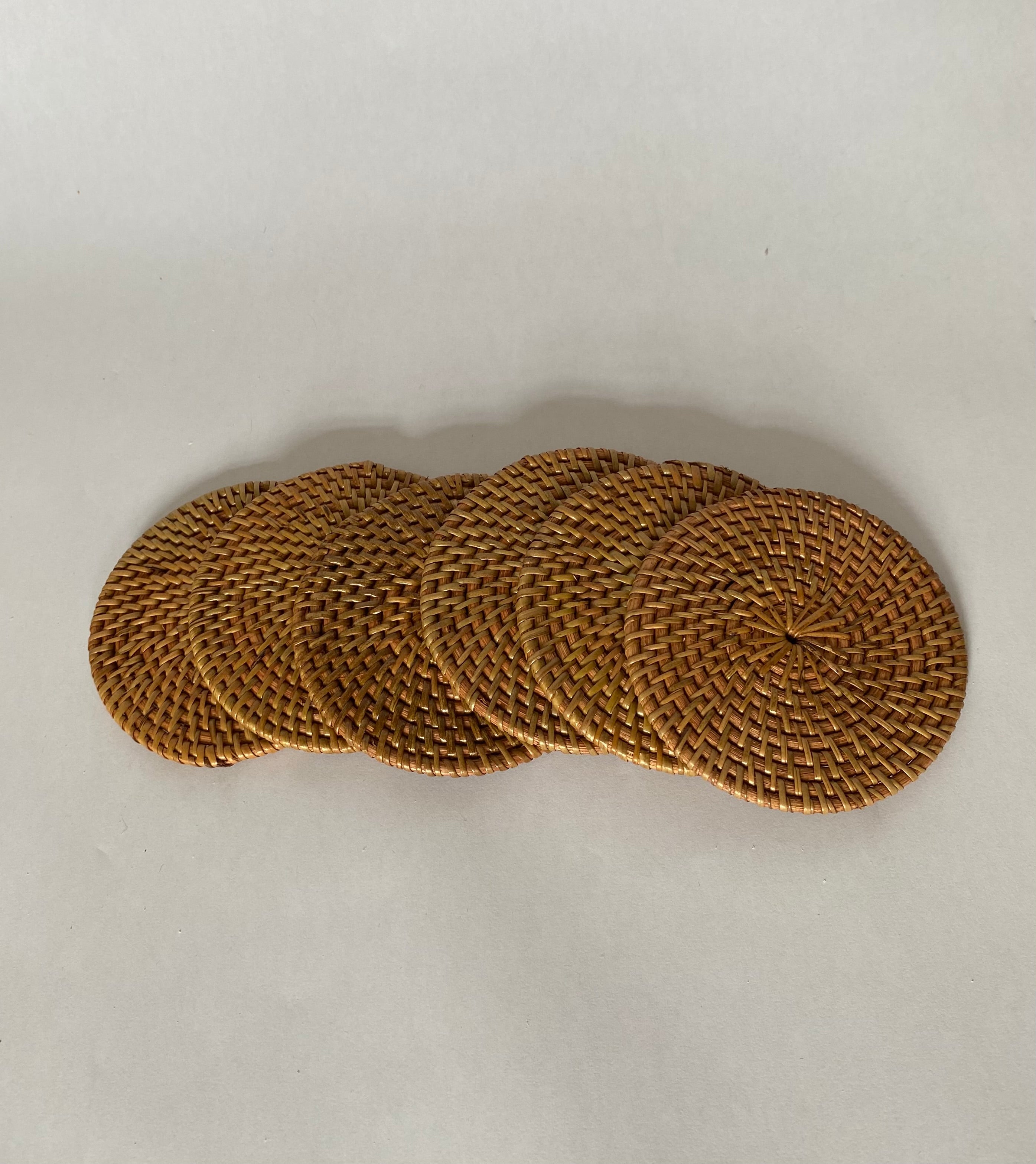 Natural rattan coasters