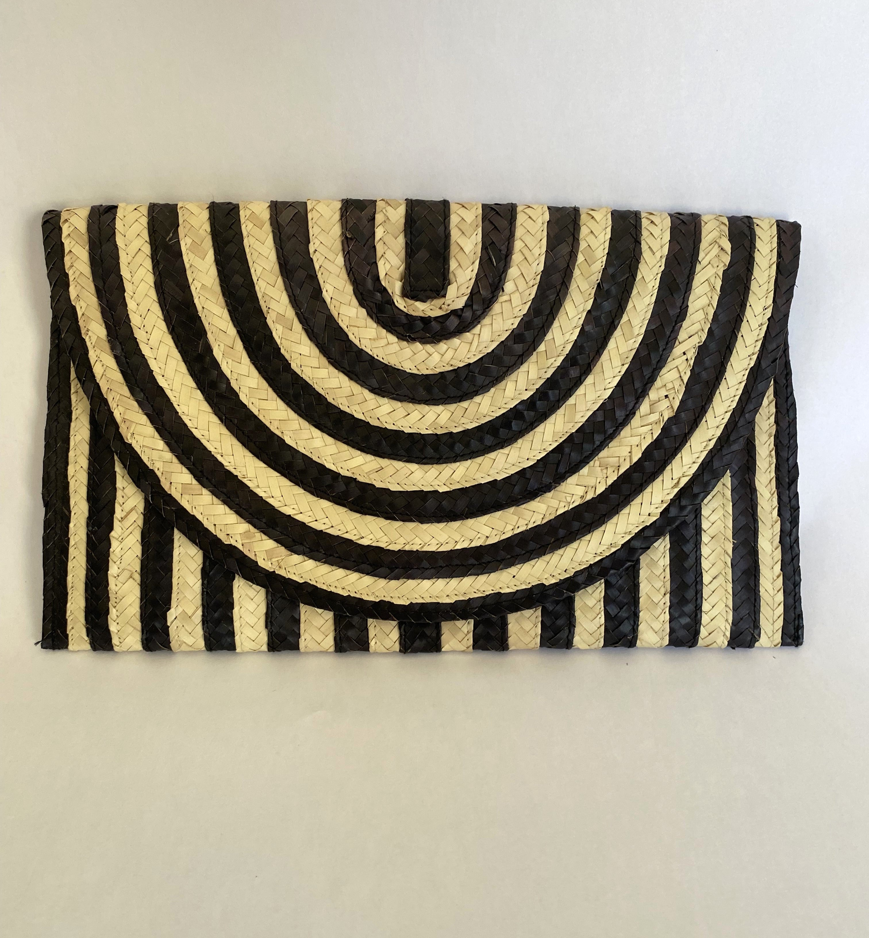 Pandan Black & Natural Striped Clutch Bag