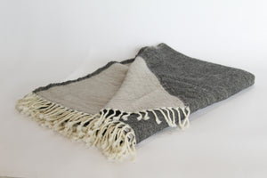 Boiled Wool Throw Reversible Charcoal