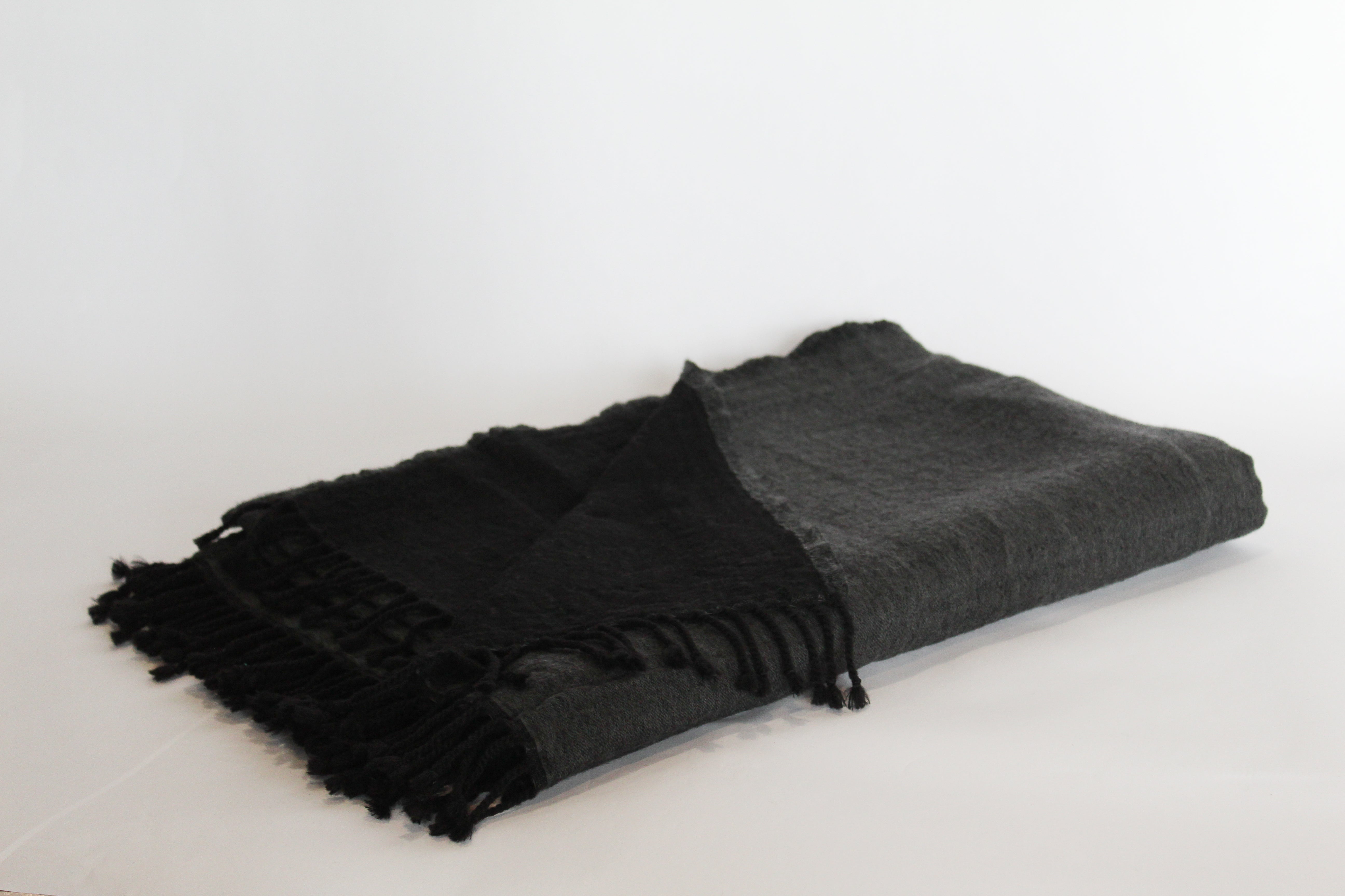 Boiled Wool Throw Reversible Black