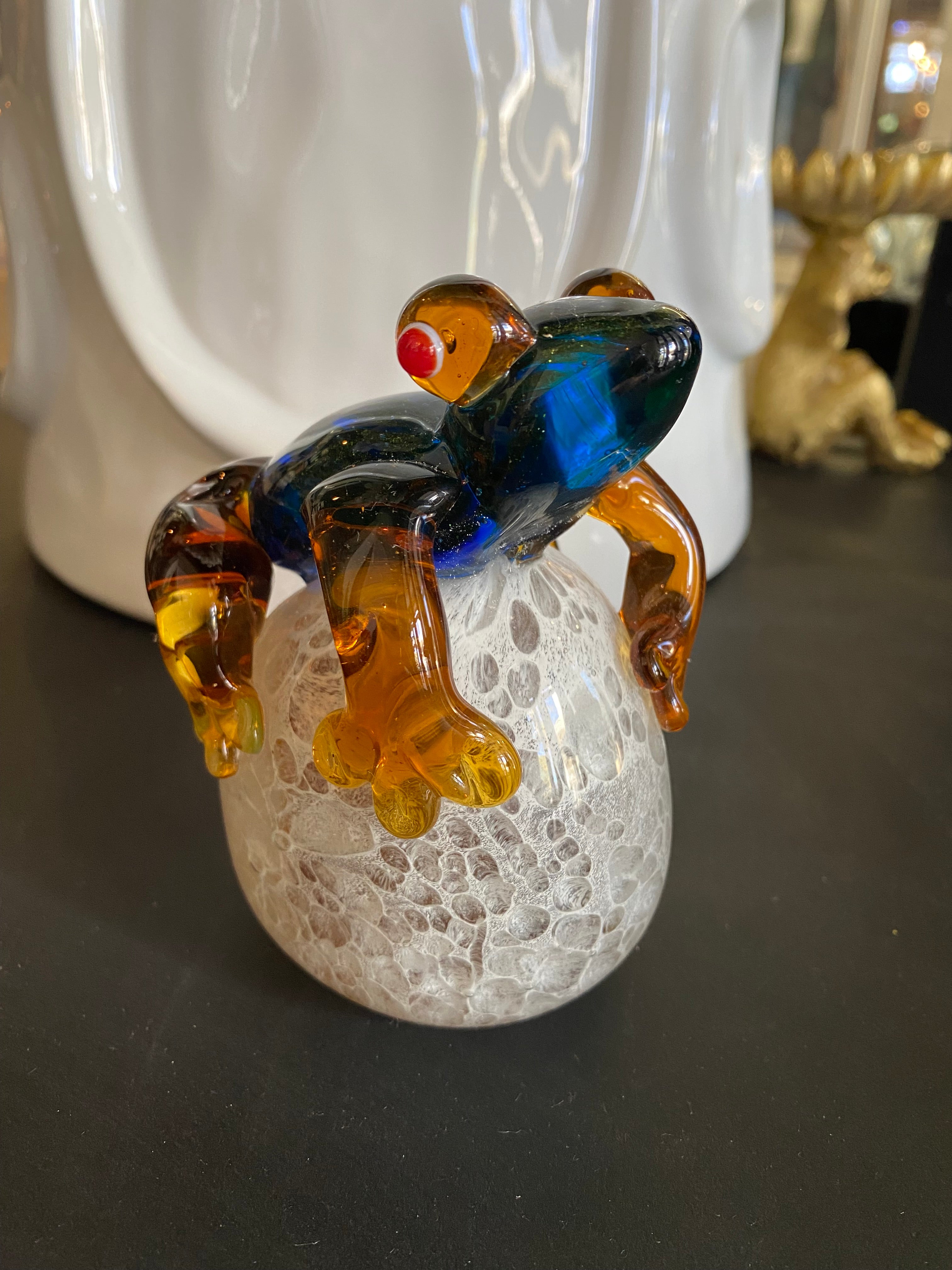 Glass frog on pebble