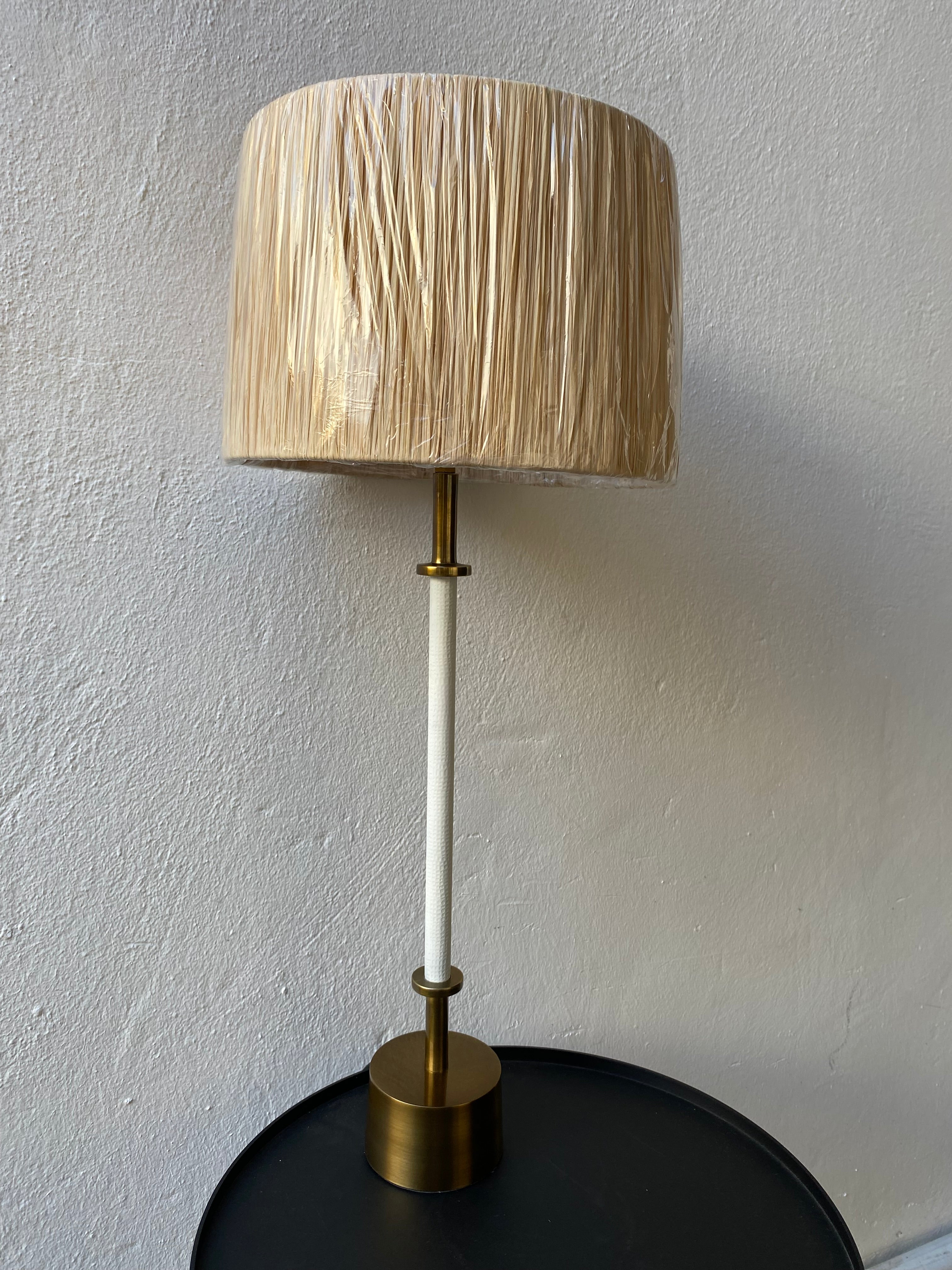 White & antique brass lamp
